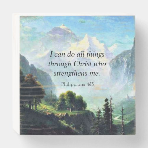 Bible verse Phil 413 I can do all things Wooden Box Sign
