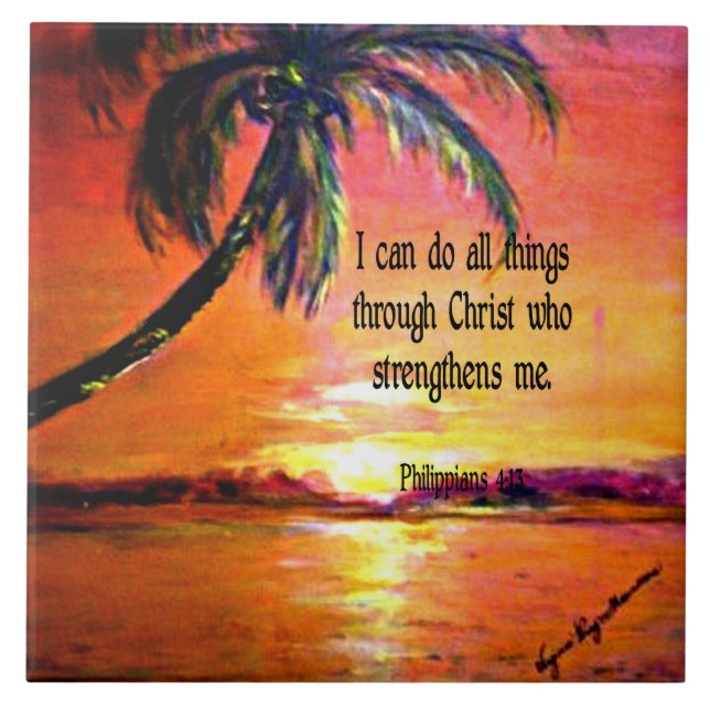 Bible verse, Philippians 4:13 Bathroom Set Ceramic Tile (Front)