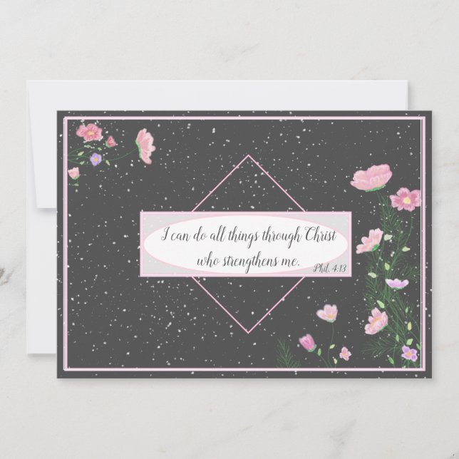 Bible Verse Philippians 4:13 Flower | Holiday Card (Front)