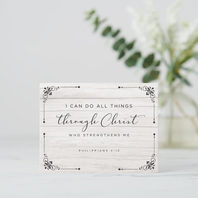 Bible Verse Philippians 4:13 I Can Do All Things Postcard (Standing Front)