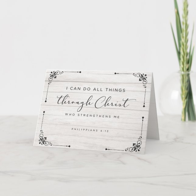 Bible Verse Philippians 4:13 I Can Do All Things Thank You Card (Front)