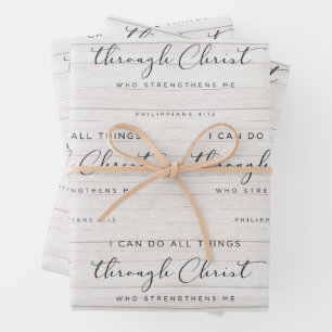 Bible Verse Philippians 4:13 I Can Do All Things Wrapping Paper Sheets