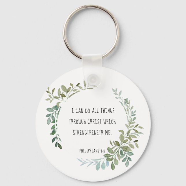 Bible verse, Philippians 4:13  Keychain (Front)