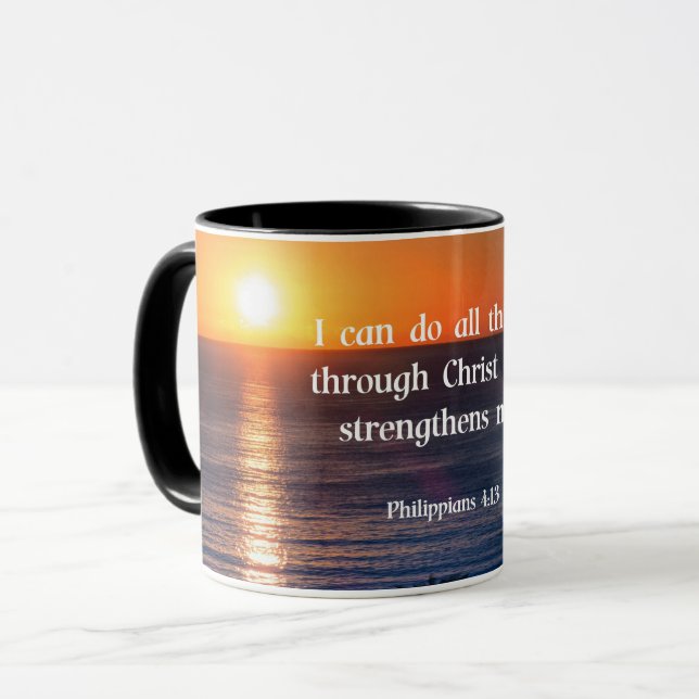 Bible verse, Philippians 4:13, Mug (Front Left)