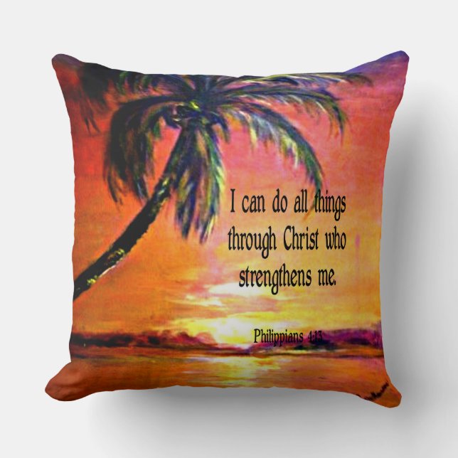 Bible verse, Philippians 4:13 Throw Pillow (Front)