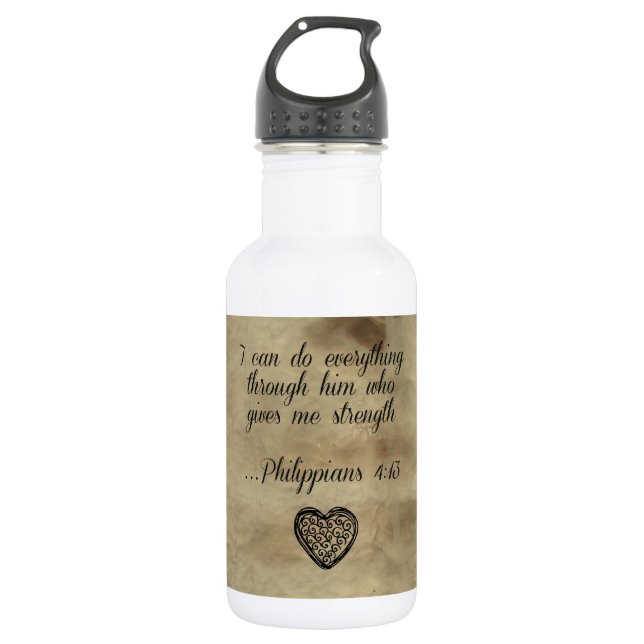 Bible Verse Philippians 4:13 Water Bottle (Front)