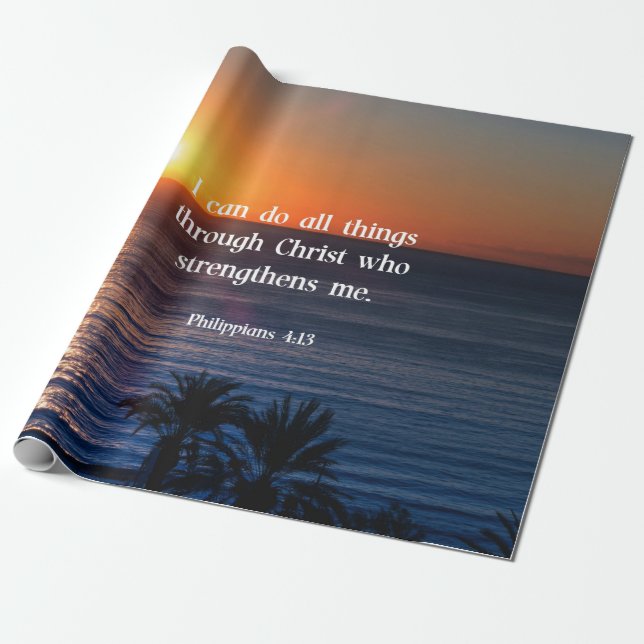 Bible verse, Philippians 4:13 Wrapping Paper (Unrolled)