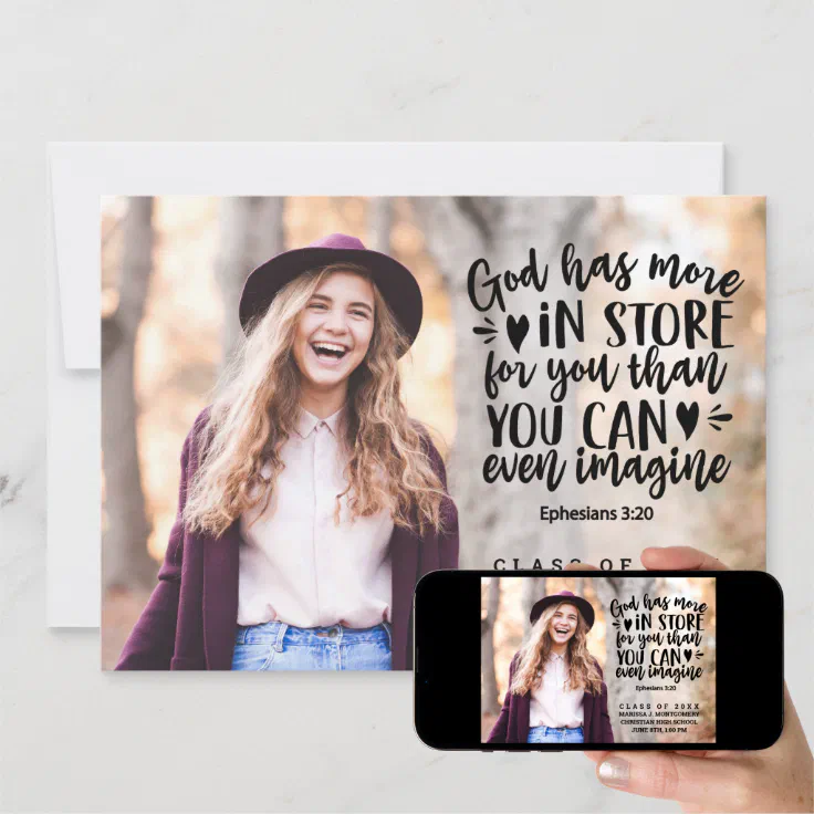 Bible Verse Photo Modern Typography Graduation Announcement Zazzle