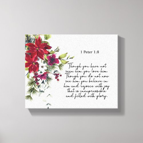 Bible verse Poinsettia Christmas Canvas Print