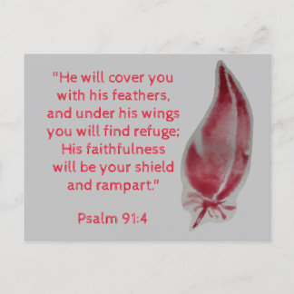 Bible Verse Postcard Psalm 91:4 Feathers