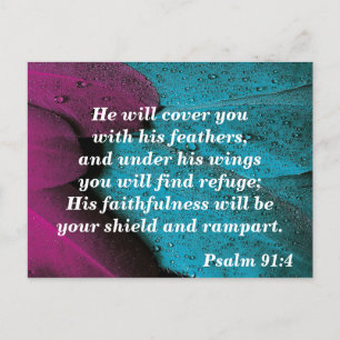 Bible Verse Postcard Psalm 91:4 Refuge