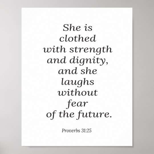 Bible verse poster, Proverbs 31:25, christian art Poster | Zazzle.com