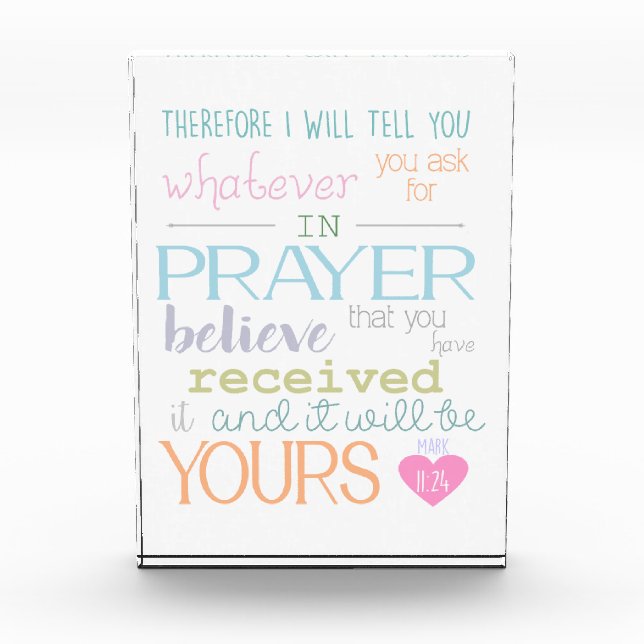 Bible Verse Prayer & Faith Christian Pastel Colors Photo Block (Front)