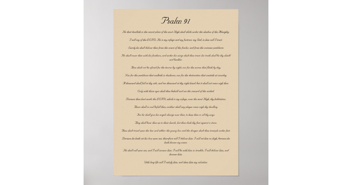 Verse Print Psalm 91 Poster Zazzle Com