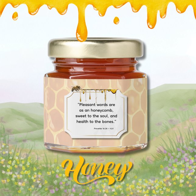 Bible Verse Proverbs 16:24 Honey Jar Favors (Proverbs 16:24 Honey Favor Jar)