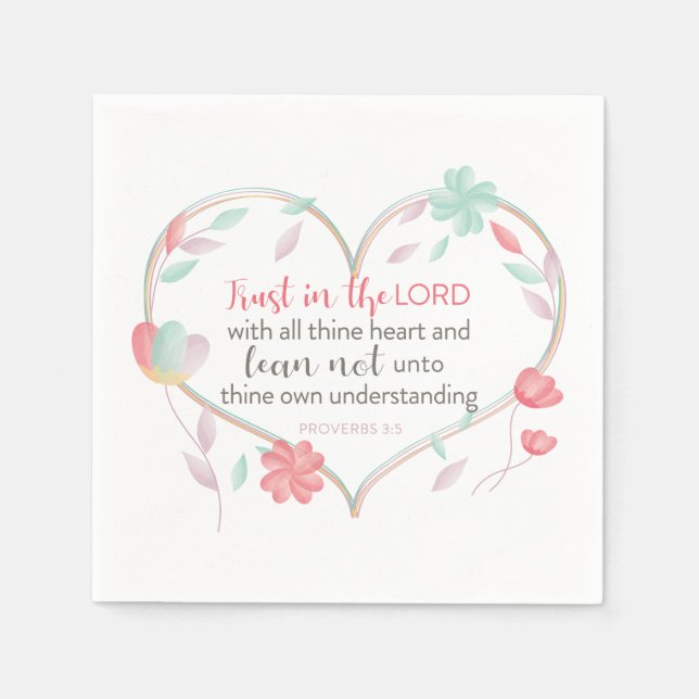 Bible Verse Proverbs 3:5 Christian Heart Napkins (Front)