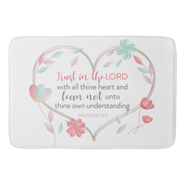 Bible Verse Proverbs 3:5 Heart Bathmat Bathroom (Front)