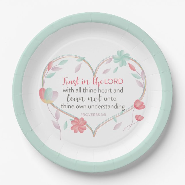 Bible Verse Proverbs 3:5 Heart Paper Plates (Front)