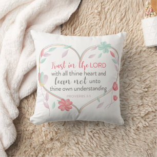 Bible Verse Proverbs 3:5 Heart Throw Pillow