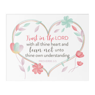 Bible Verse Proverbs 3:5 Heart Wall Art Sign