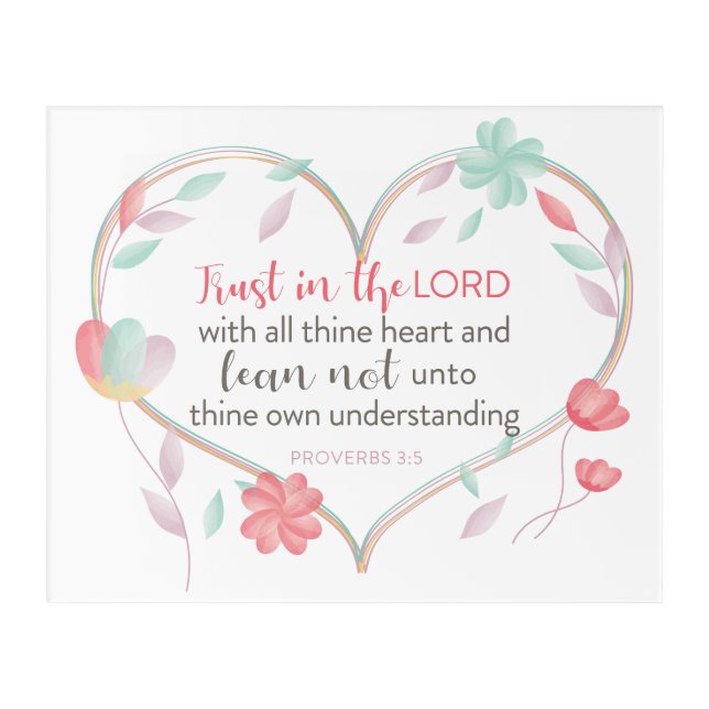 Bible Verse Proverbs 3:5 Heart Wall Art Sign (Front)
