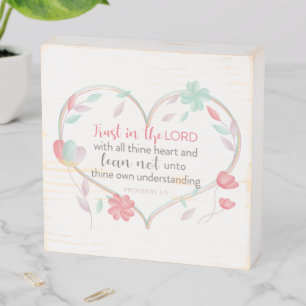 Bible Verse Proverbs 3:5 Heart Wood Sign Wall Art