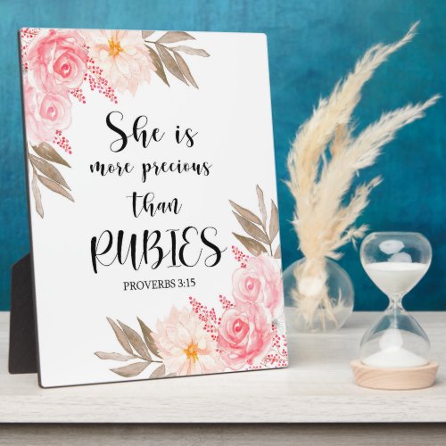 Bible Verse Proverbs 3 She Rubies scripture  Plaque