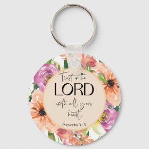 Bible Verse Proverbs Floral Keychain
