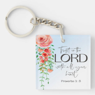 Bible verse Proverbs Floral scripture Keychain