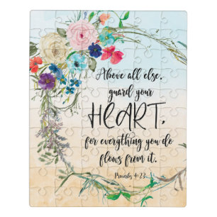 Bible Verse Proverbs scripture Floral Jigsaw Puzzle