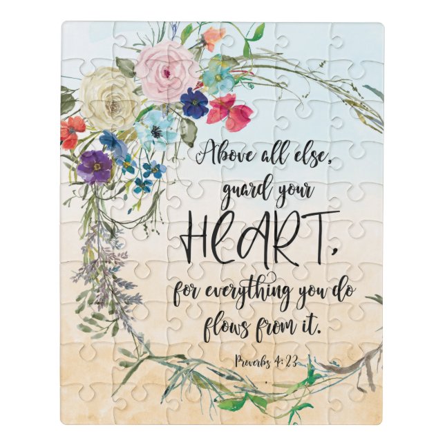 Bible Verse Proverbs scripture Floral Jigsaw Puzzle (Puzzle Vertical)