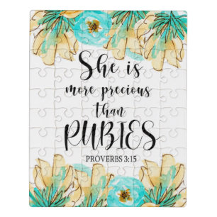 Bible Verse Proverbs scripture Floral Jigsaw Puzzle
