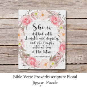 Bible Verse Proverbs scripture Floral Jigsaw Puzzle