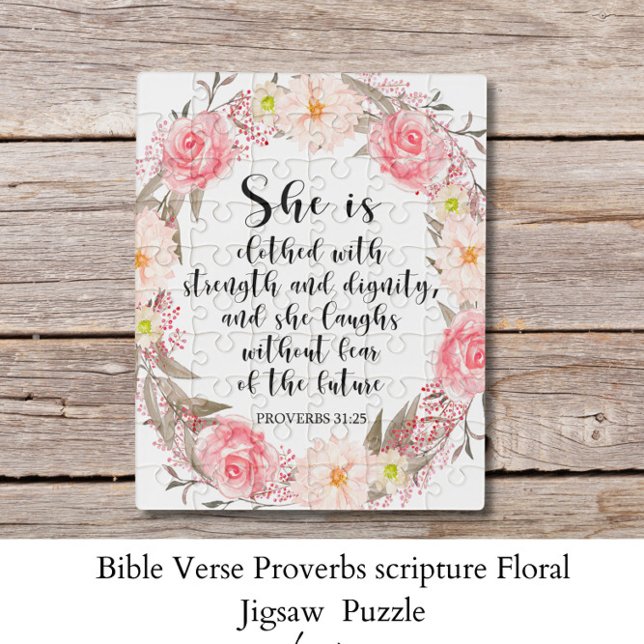 Bible Verse Proverbs scripture Floral  Jigsaw Puzzle (Creator Uploaded)