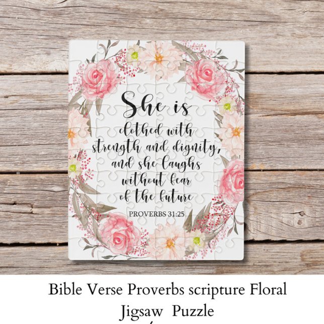 Bible Verse Proverbs scripture Floral  Jigsaw Puzzle (Creator Uploaded)
