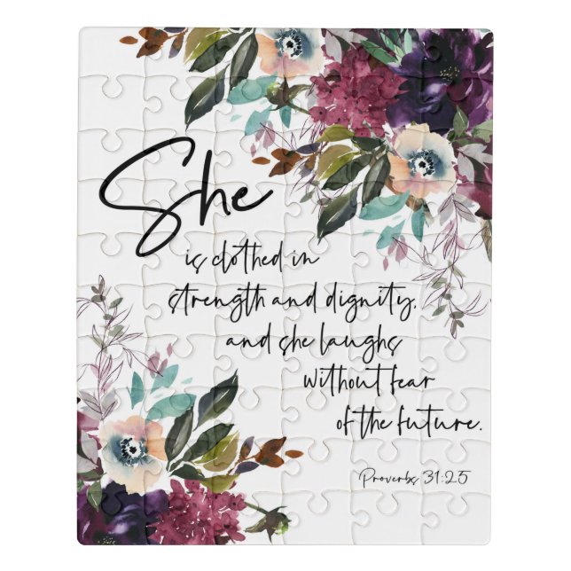 Bible Verse Proverbs scripture Floral Jigsaw Puzzle (Puzzle Vertical)