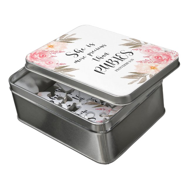 Bible Verse Proverbs  She Rubies scripture  Jigsaw Puzzle (Lid Open)