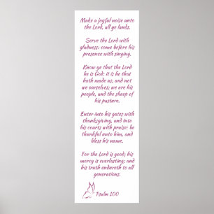 Bible Verse Psalm 100 Serve the Lord Poster