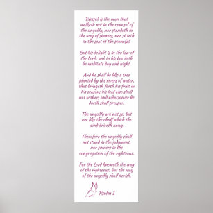 Bible Verse Psalm 1 Blessed is the Man Poster