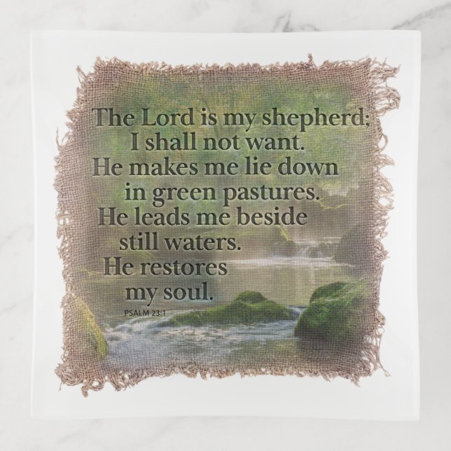 BIBLE VERSE - Psalm 23:1 - Trinket Tray (Front)