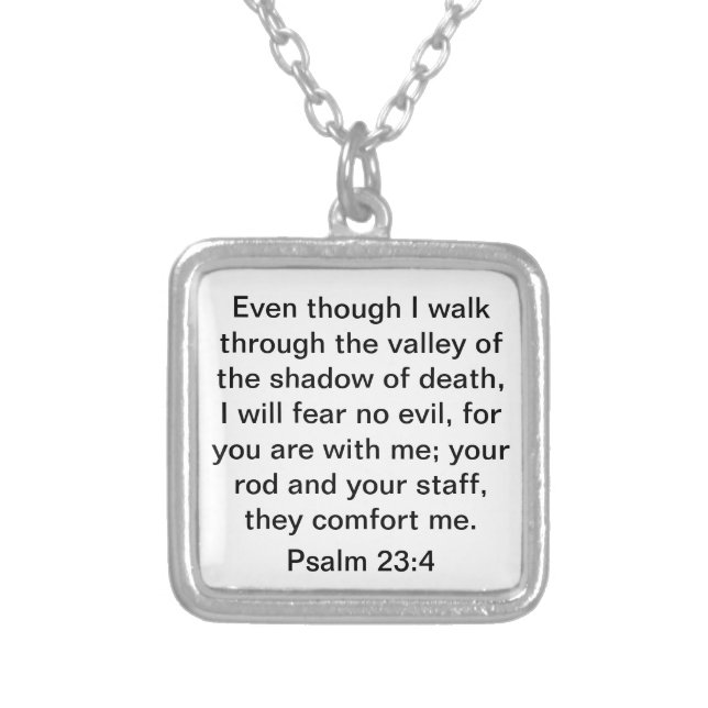 Bible Verse Psalm 23:4 Necklace (Front)