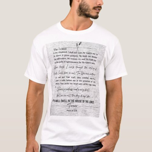 Bible Verse Psalm 23 Christian Art T_Shirt