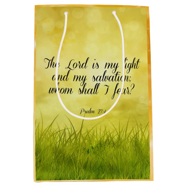 Bible verse, Psalm 27:1 Medium Gift Bag (Front)