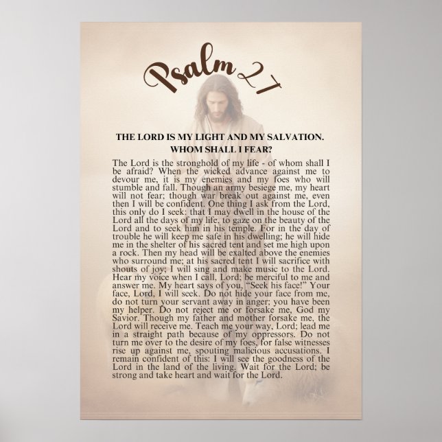 Bible Verse Psalm 27 Jesus Quote Scripture Poster (Front)
