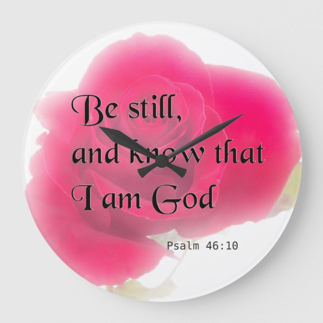 Bible Verse Psalm 46:10 Flower Wall Clock (Front)