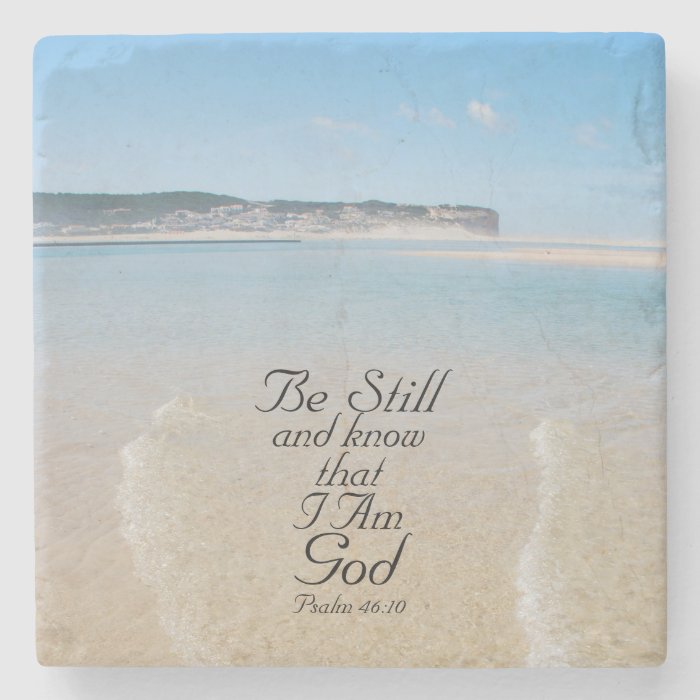 Bible Verse Psalm 46:10 Ocean View Stone Coaster | Zazzle