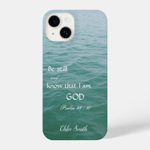 Bible verse Psalm 46:10 with ocean view iPhone 14 Case