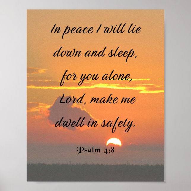 Bible Verse, Psalm 4:8 Poster (Front)