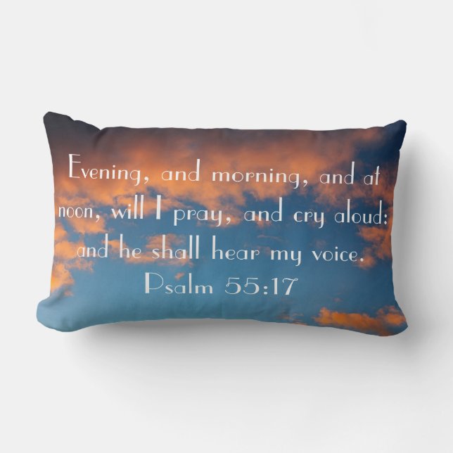 bible verse Psalm 55:17 prayer Lumbar Pillow (Front)