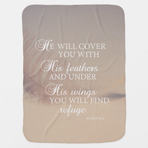 Bible verse psalm 914 feathers inspirational gift baby blanket